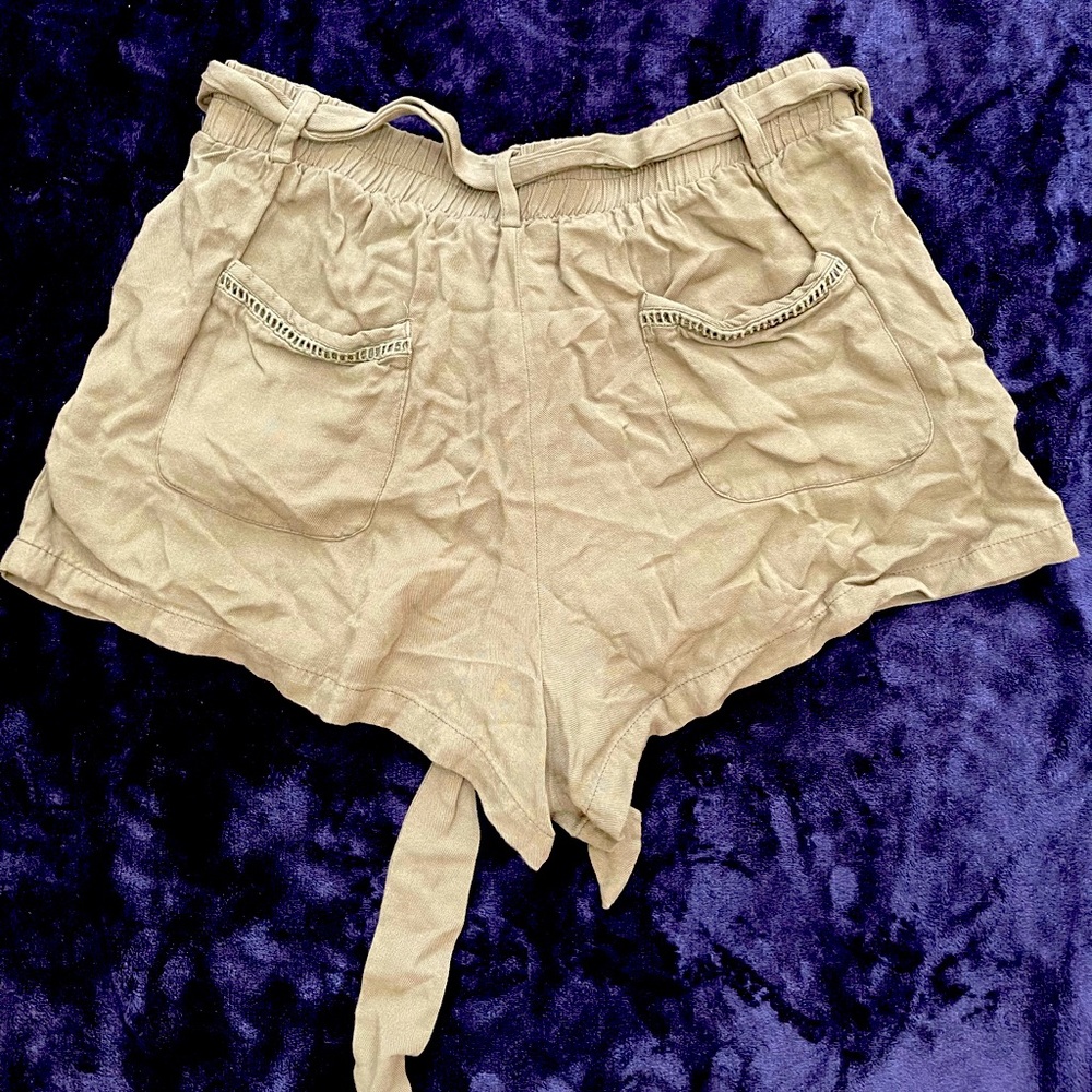 Army green boho shorts